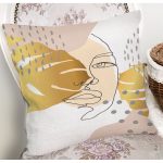 Soft Renkli Zeminli Bayan Silüeti Dijital Baskılı Modern Yastık Kırlent Kılıfı Realhomes