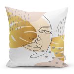 Soft Renkli Zeminli Bayan Silüeti Dijital Baskılı Modern Yastık Kırlent Kılıfı Realhomes