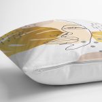 Soft Renkli Zeminli Bayan Silüeti Dijital Baskılı Modern Yastık Kırlent Kılıfı Realhomes