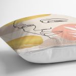 Soft Renkli Zeminli Bayan Silüeti Dijital Baskılı Modern Yastık Kırlent Kılıfı Realhomes