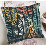 Siyah Zemin Üzerinde Yaprak Desenli Dijital Baskılı Modern Yastık Kırlent Kılıfı Realhomes