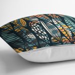 Siyah Zemin Üzerinde Yaprak Desenli Dijital Baskılı Modern Yastık Kırlent Kılıfı Realhomes