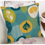 - 7304 - Realhomes  Renkli Zemin Üzerinde Yaprak Motifli Dijital Baskılı Modern Yastık Kırlent Kılıfı Realhomes