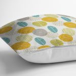 - 7305 - Realhomes  Renkli Zemin Üzerinde Yaprak Motifli Dijital Baskılı Modern Yastık Kırlent Kılıfı Realhomes