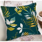 Renkli Zemin Üzerinde Yaprak Motifli Dijital Baskılı Modern Yastık Kırlent Kılıfı Realhomes
