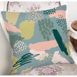 Renkli Zemin Üzerinde Soyut Çizimli Dijital Baskılı Modern Yastık Kırlent Kılıfı Realhomes