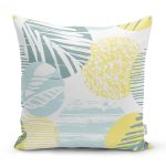 Beyaz Zemin Üzerinde Soft Renkli Yaprak Motifli Modern Yastık Kırlent Kılıfı Realhomes