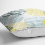 Beyaz Zemin Üzerinde Soft Renkli Yaprak Motifli Modern Yastık Kırlent Kılıfı Realhomes