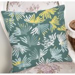 Renkli Zemin Üzerinde Onedraw Çizimli Yaprak Motifli Yastık Kırlent Kılıfı Realhomes