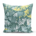 Renkli Zemin Üzerinde Onedraw Çizimli Yaprak Motifli Yastık Kırlent Kılıfı Realhomes