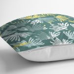 Renkli Zemin Üzerinde Onedraw Çizimli Yaprak Motifli Yastık Kırlent Kılıfı Realhomes