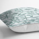 Beyaz Zeminli Su Yeşili Çizgili Dijital Baskılı Modern Yastık Kırlent Kılıfı Realhomes