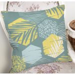 Renkli Zemin Üzerinde Onedraw Çizimli Yaprak Motifli Yastık Kırlent Kılıfı Realhomes