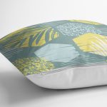 Renkli Zemin Üzerinde Onedraw Çizimli Yaprak Motifli Yastık Kırlent Kılıfı Realhomes