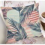 Renkli Zemin Üzerinde Onedraw Çizimli Yaprak Motifli Yastık Kırlent Kılıfı Realhomes