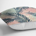 Renkli Zemin Üzerinde Onedraw Çizimli Yaprak Motifli Yastık Kırlent Kılıfı Realhomes