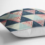 Renkli Zemin Üzerinde Üçgen Desenli Dijital Baskılı Modern Yastık Kırlent Kılıfı Realhomes