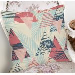 Renkli Zemin Üzerinde Üçgen Desenli Dijital Baskılı Modern Yastık Kırlent Kılıfı Realhomes