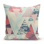 Renkli Zemin Üzerinde Üçgen Desenli Dijital Baskılı Modern Yastık Kırlent Kılıfı Realhomes