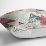 Renkli Zemin Üzerinde Üçgen Desenli Dijital Baskılı Modern Yastık Kırlent Kılıfı Realhomes