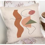 - 7332 - Realhomes Hardal Zeminli Renkli Çizgi Desenli Dijital Baskılı Modern Yastık Kırlent Kılıfı Realhomes