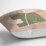 - 7333 - Realhomes  Renkli Zemin Üzerinde Yaprak Motifli Dijital Baskılı Modern Yastık Kırlent Kılıfı Realhomes