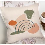 Soft Renkli Onedraw Çizimli Dijital Baskılı Modern Yastık Kırlent Kılıfı Realhomes