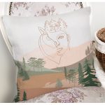 Soft Zeminde Onedraw Çizimli Bayan Silüeti Dijital Baskılı Modern Kırlent Kılıfı Realhomes