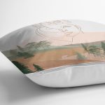 Soft Zeminde Onedraw Çizimli Bayan Silüeti Dijital Baskılı Modern Kırlent Kılıfı Realhomes