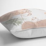 - 7337 - Realhomes Beyaz Zeminde Geyik Desenli Bayan Silüeti Yastık Kırlent Kılıfı Realhomes