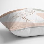 Beyaz Zeminde Soft Renkli Leylek Motifli Dijital Baskılı Modern Kırlent Kılıfı Realhomes