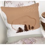 Beyaz Zeminde Çam Ağacı Desenli Dijital Baskılı Modern Yastık Kırlent Kılıfı Realhomes