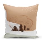 Beyaz Zeminde Çam Ağacı Desenli Dijital Baskılı Modern Yastık Kırlent Kılıfı Realhomes