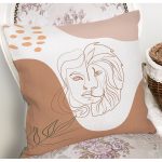 Beyaz Zeminde Onedraw Çizimli Bayan Silüeti Dijital Baskılı Modern Yastık Kılıfı Realhomes