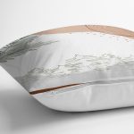 Beyaz Zeminde Onedraw Çizimli Yaprak Desenli Dijital Baskılı Modern Yastık Kılıfı Realhomes