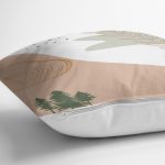 Pastel Renkli Onedraw Yaprak Resimli Dijital Baskılı Modern Yastık Kırlent Kılıfı Realhomes