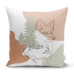 Beyaz Zemin Üzerinde Onedraw Çizimli Bayan Silüeti Modern Yastık Kırlent Kılıfı Realhomes