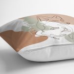 Beyaz Zemin Üzerinde Onedraw Çizimli Bayan Silüeti Modern Yastık Kırlent Kılıfı Realhomes