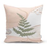 Pastel Renkli Yaprak Motifli Dijital Baskılı Modern Yastık Kırlent Kılıfı Realhomes