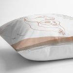 Beyaz Zemin Üzerinde Bayan Silüeti Dijital Baskılı Modern Yastık Kırlent Kılıfı Realhomes