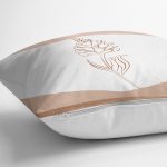 - 7350 - Realhomes Beyaz Zemin Üzerinde Onedraw Çizimli Gül Desenli Modern Yastık Kırlent Kılıfı Realhomes