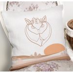 Beyaz Zemin Üzerinde Onedraw Çizimli Baykuş Desenli Yastık Kırlent Kılıfı Realhomes