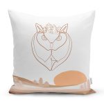 Beyaz Zemin Üzerinde Onedraw Çizimli Baykuş Desenli Yastık Kırlent Kılıfı Realhomes