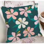 Renkli Zemin Üzerinde Yaprak Motifli Dijital Baskılı Modern Yastık Kırlent Kılıfı Realhomes