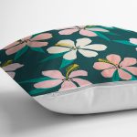 Renkli Zemin Üzerinde Yaprak Motifli Dijital Baskılı Modern Yastık Kırlent Kılıfı Realhomes