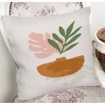 - 7357 - Realhomes Pastel Renkli Zeminli Onedraw Çizimli Dijital Baskılı Modern Yastık Kırlent Kılıfı Realhomes