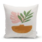 - 7357 - Realhomes Pastel Renkli Zeminli Onedraw Çizimli Dijital Baskılı Modern Yastık Kırlent Kılıfı Realhomes