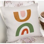 - 7358 - Realhomes Pastel Renkli Zeminli Onedraw Çizimli Dijital Baskılı Modern Yastık Kırlent Kılıfı Realhomes