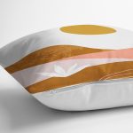 Pastel Renkli Zeminli Onedraw Çizimli Dijital Baskılı Modern Yastık Kırlent Kılıfı Realhomes