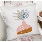 Pastel Renkli Zeminli Onedraw Çizimli Dijital Baskılı Modern Yastık Kırlent Kılıfı Realhomes